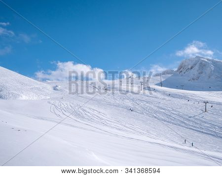 Slopes Of Parnassos Mountain In A Sunny Day