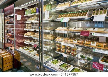 HONG KONG, CHINA - CIRCA JANUARY, 2019: food on display at Pret a Manger in Elements shopping mall. Pret a Manger is an international sandwich shop chain.