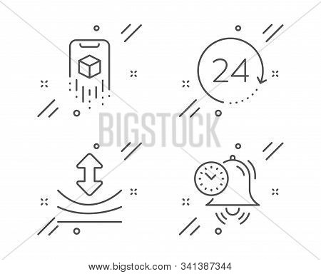 Resilience, Augmented Reality And 24 Hours Line Icons Set. Time Management Sign. Elastic, Phone Simu