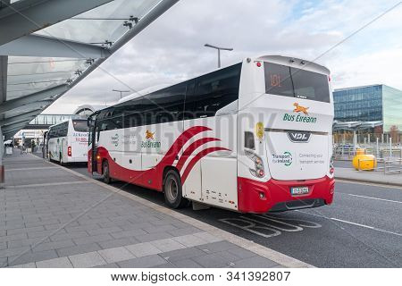 Dublin, Ireland - November 6, 2019: Bus Eireann Of Transport For Ireland. Bus At Dublin Airport.