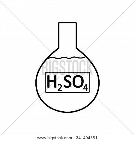 Laboratory Glass With Sulfuric Acid On White Background. Vector Illustration.