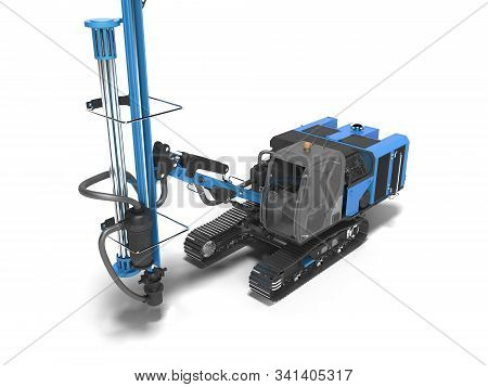 Big Construction Machinery Crawler Mounted Rotary Drilling Rig Isolated 3d Rendering On White Backgr