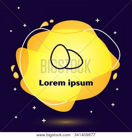Black Line Chicken Egg Icon Isolated On Dark Blue Background. Abstract Banner With Liquid Shapes. Ve
