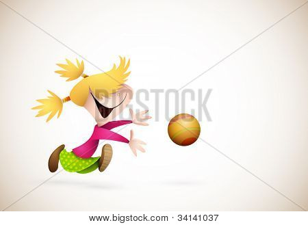Little Girl jugar Balonmano