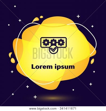 Black Line Password Protection And Safety Access Icon Isolated On Blue Background. Security, Safety,