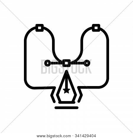 Black Line Icon For Anchor-point Anchor Point  Curve Angle Creativity Pointer