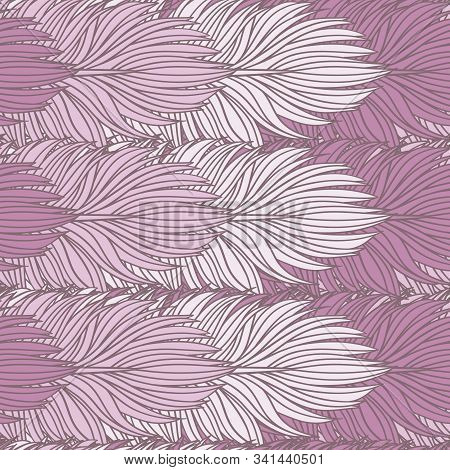 Abstract Feather Seamless Vector Pattern. Decorative Hand Drawn Vintage Background.