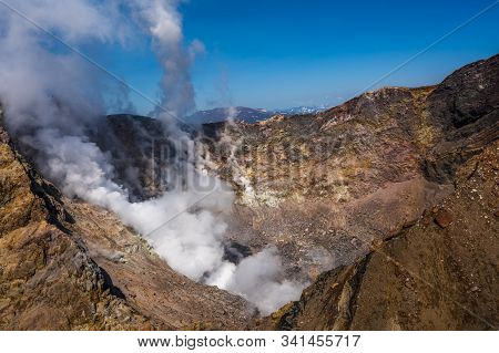 Panoramic View Of The City Petropavlovsk-kamchatsky And Volcanoes: Koryaksky Volcano, Avacha Volcano