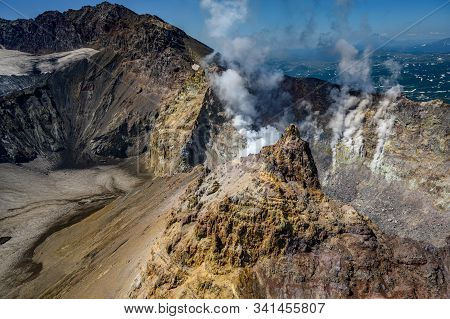 Panoramic View Of The City Petropavlovsk-kamchatsky And Volcanoes: Koryaksky Volcano, Avacha Volcano
