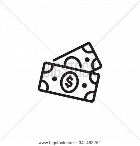 Dollar Banknotes Thin Line Icon. Money, Bill, Payment Isolated Outline Sign. Finance, Banking, Inves