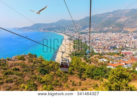 Alanya Cable Car, View On The Kleopatra Beach, Turkey
