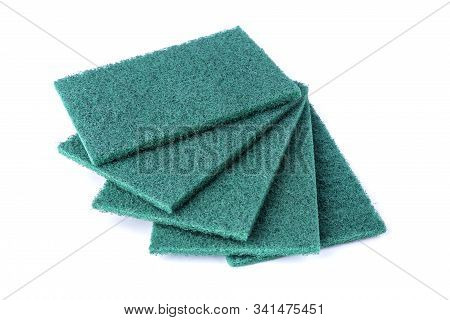 Rectangular Green Wiry Washing Sponges With Coarse Scrubbing Power