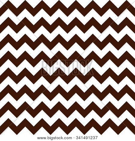 Seamless Pattern With White And Brown Zigzag. Abstract Vector Background.
