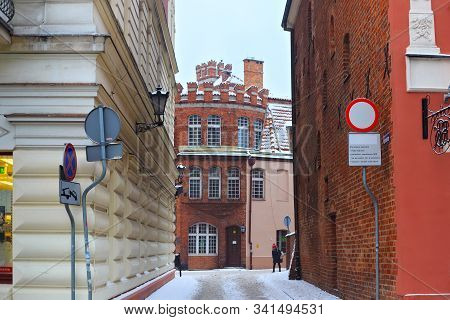Torun, Poland - January 08, 2016: View Of The Medieval Cat Head Tower (koci Leb) In Torun, One Of Th