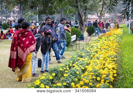 Mayapur, West Bengal, India - Dec 25, 2019. During The Christmas Holidays Hundreds Of Indian Pilgrim