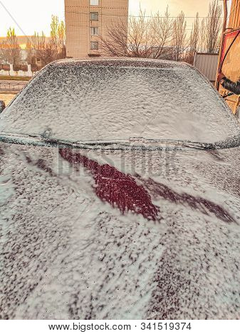 Car Wash After Rain. Dirty Car After A Trip Around The Countryside