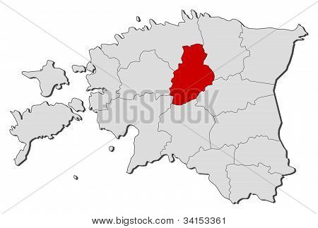 Map Of Estonia, Järva Highlighted