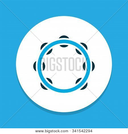 Timbrel Icon Colored Symbol. Premium Quality Isolated Tambourine Element In Trendy Style.