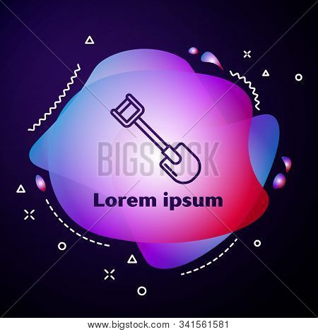 Purple Line Shovel Icon Isolated On Blue Background. Gardening Tool. Tool For Horticulture, Agricult