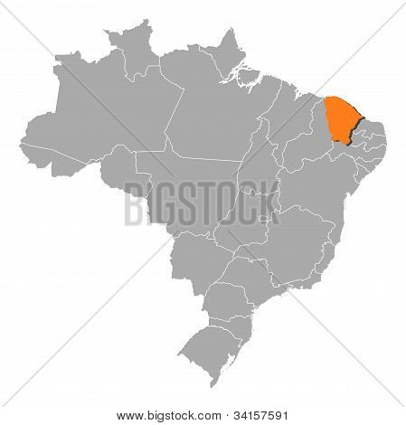 Map Of Brazil, Ceará Highlighted