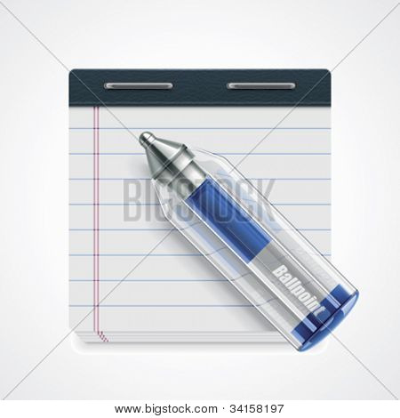 Ícone de caneta e bloco de notas do vetor