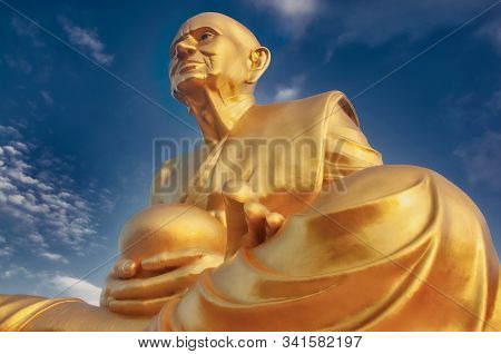 Giant Golden Buddha Statue Luang Pu Thuat In Thai Public Buddhist Temple