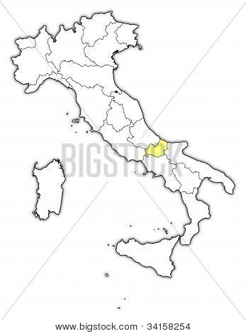 Mappa dell'Italia, Molise evidenziata