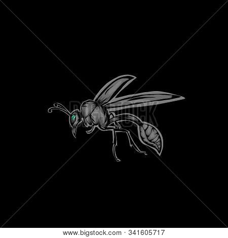 Simple Design Of Illustration Wasp On Black Background