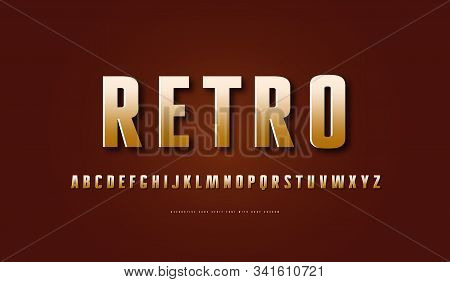 Stock Vector Golden Colored Sans Serif Font. Letters For Logo And Title Design In Classic Style