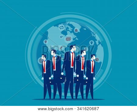 Business Globe Network. Concept Business Vector Illustration, Finance And Industry, Teamwork, Market