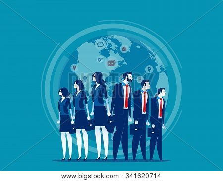 Business Globe Network. Concept Business Vector Illustration, Finance And Industry, Teamwork, Market