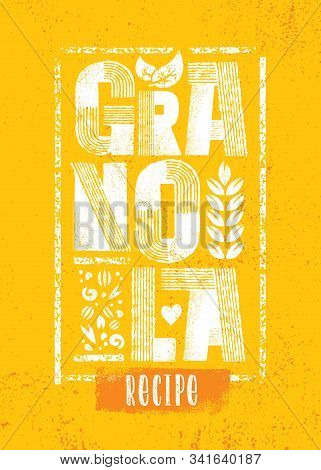 Healthy Vegan Snack Granola Cereal Vector Nutrition Food Design Element.