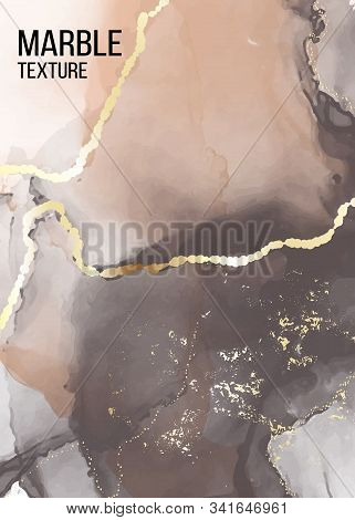 Vector Contrast Grey And Orange Marble Poster, Pastel Alcohol Ink Greeting Card, Inking Website Bann