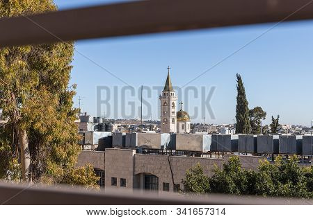 Jerusalem, Israel, December 28, 2018 : View Of The St. Nicholas Church From The Roof Of The House In