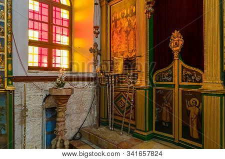 Jerusalem, Israel, December 28, 2018 : The Interior Of The St. Nicholas Church In Bay Jala - A Subur