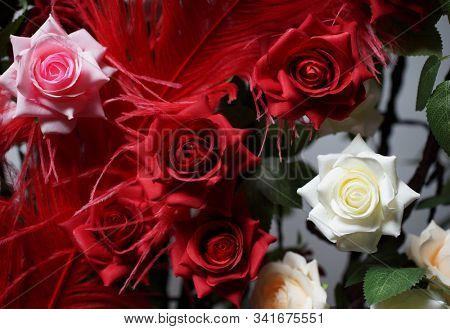 Roses.  Pink rose.  Holiday flower. Wedding. High quality silk artificial flowers
