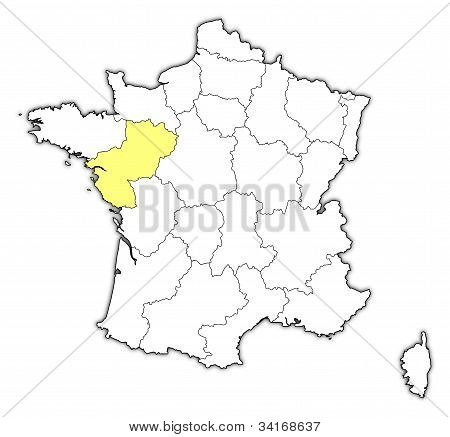 法国，用者自付 De La 卢瓦尔河谷地图突出显示