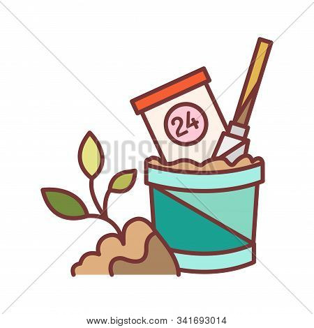 Timely Repotting Color Line Icon. Transplanting Plants At Certain Times. Pictogram For Web Page, Mob