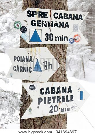 Touristic information signs in the outdoors