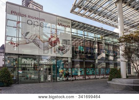 The Glass Entrance Of Philips Museum. Eindhoven, Netherlands.