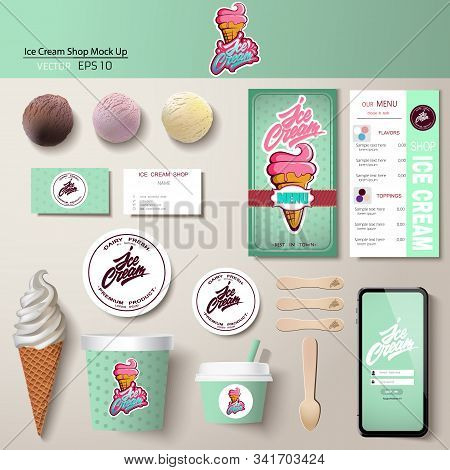Vector Ice Cream Corporate Identity Template Design Set.