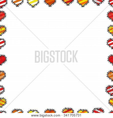 Seamless. Picture In Black, Red And White Colors. Foursquare Frames Doodles. Vector.