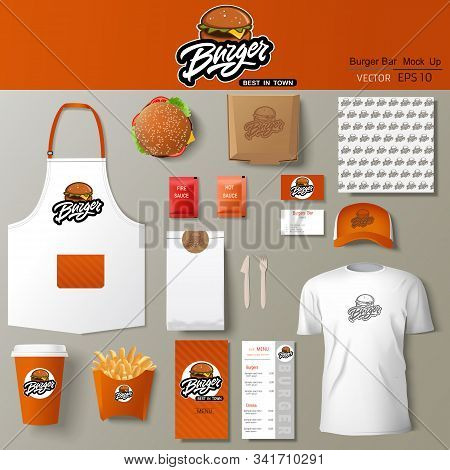 Vector Burger Bar Corporate Identity Template Design Set.