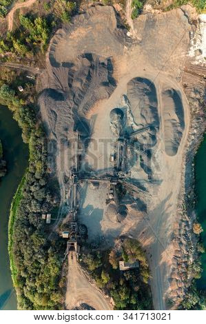 Basalt Processing Plant, Top View Plant, Bird Flight.