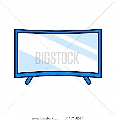 Curved Screen Color Line Icon. Type Of Tv Screen. Allowing A Wider Field Of View. Pictogram For Web 