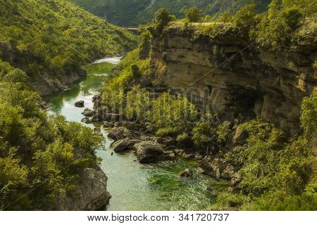 Tara River Canyon, Mountains And Forests Around In The Durmitor Nature Park, Montenegro