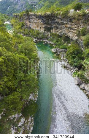 Tara River Canyon, Mountains And Forests Around In The Durmitor Nature Park, Montenegro