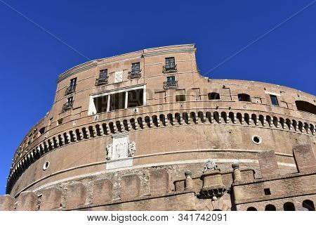 Castel Santangelo With Blue Sky. Rome, Italy.