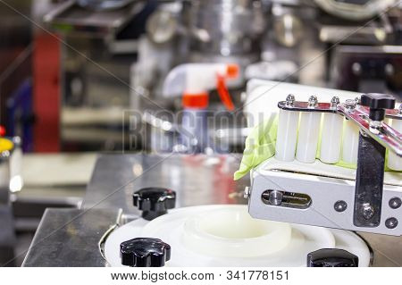Close Up Roller And Belt Conveyor During Feed Roll Dough Material For Chinese Or Asian Food (steamed