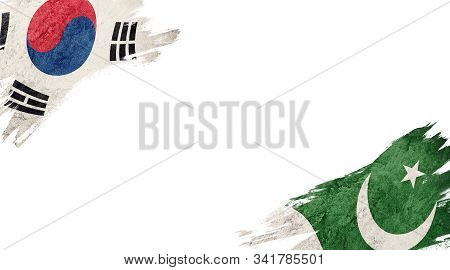 Flags Of South Korea And pakistan On White Background